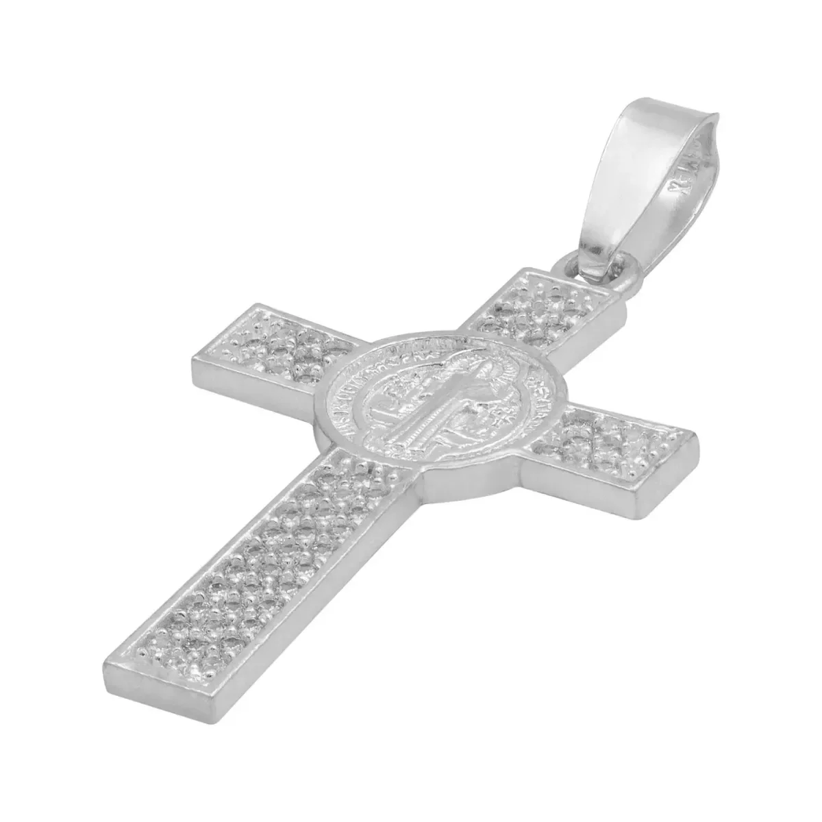 Dije Plata .925 Cruz San Benito con Zirconia - Imagen 4