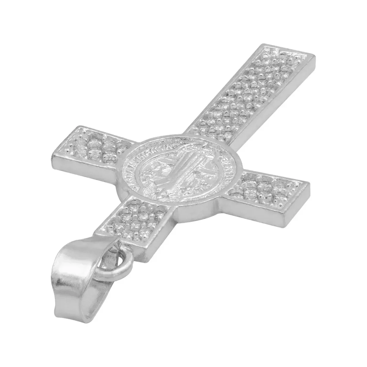 Dije Plata .925 Cruz San Benito con Zirconia - Imagen 5