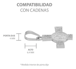 Dije Plata .925 Cruz San Benito con Zirconia - Imagen 7