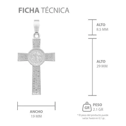 Dije Plata .925 Cruz San Benito con Zirconia - Imagen 8
