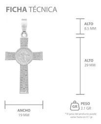 Dije Plata .925 Cruz San Benito con Zirconia - Imagen 8