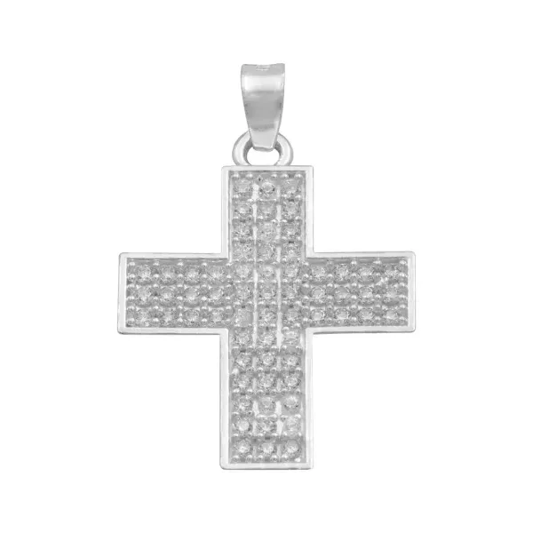 Dije Plata .925 Cruz Simétrica con Zirconia Blanca - Imagen 1
