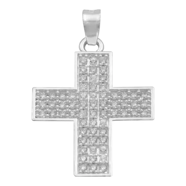 Dije Plata .925 Cruz Simétrica con Zirconia Blanca - Imagen 1