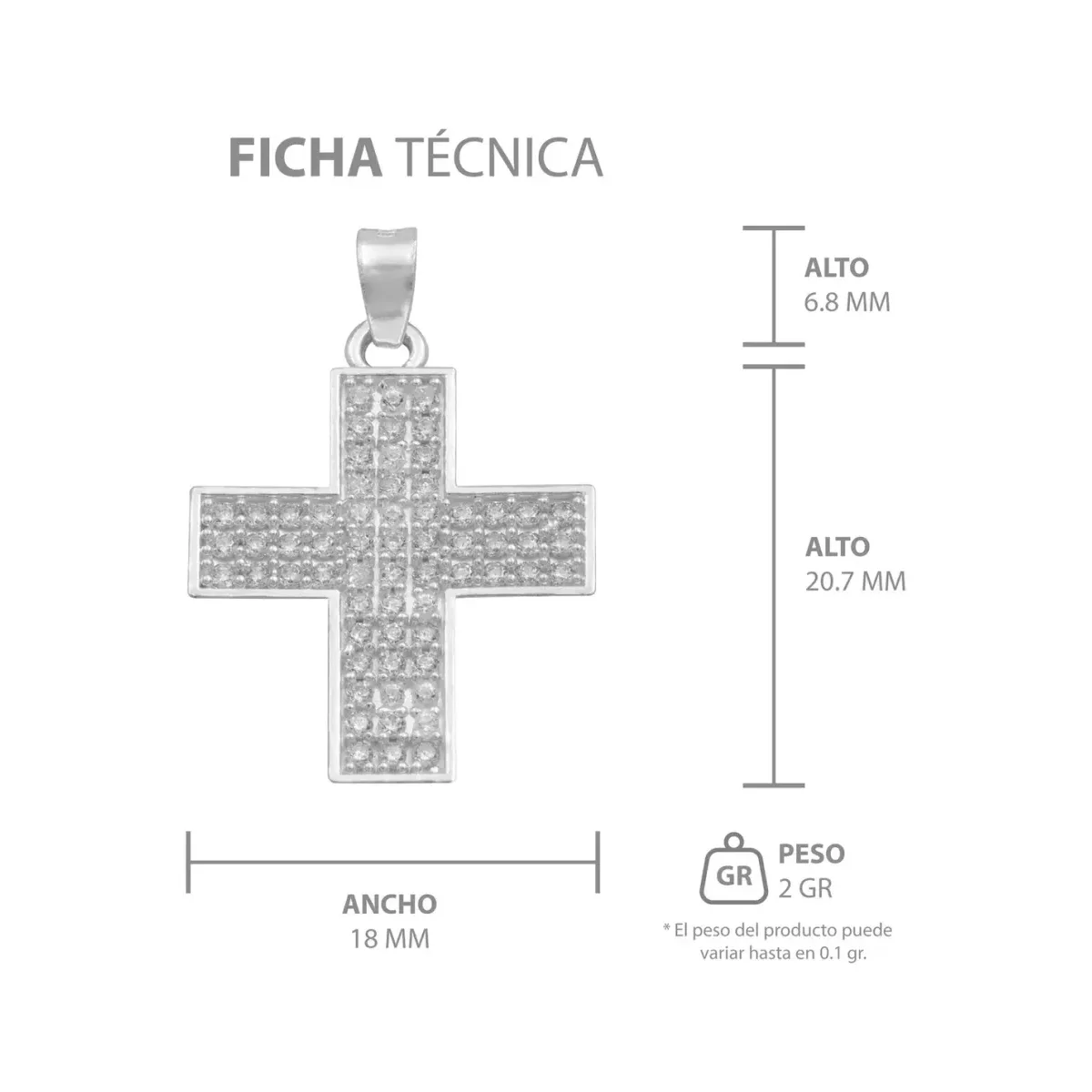 Dije Plata .925 Cruz Simétrica con Zirconia Blanca - Imagen 7