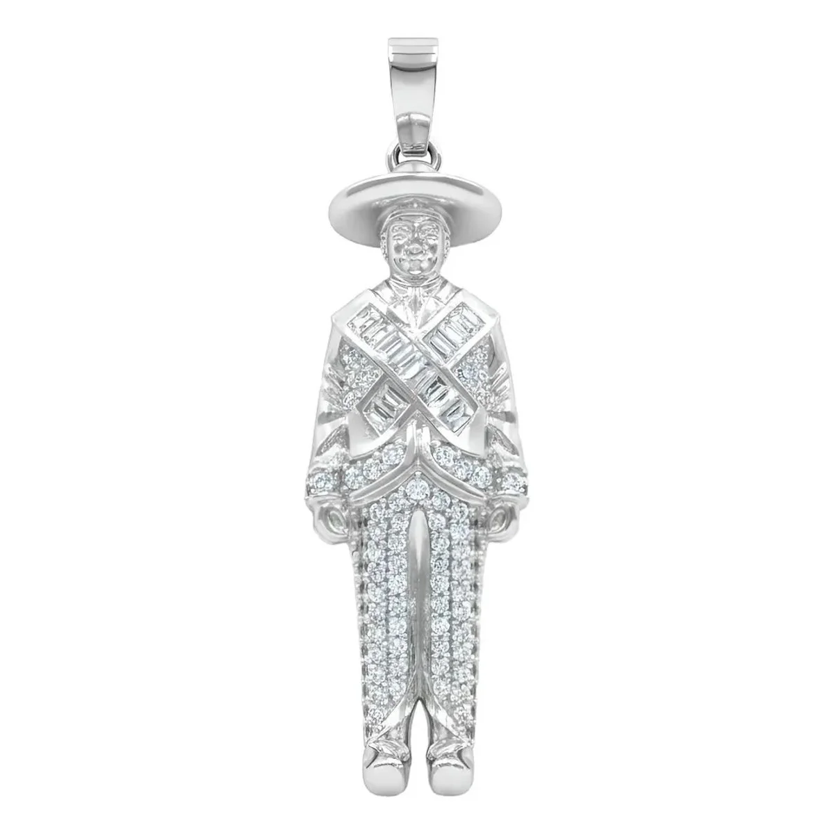 Dije plata ley .925 Emiliano Zapata con zirconia brillante. Colgante plata artesanal mexicana, diseño heroico y significado.
