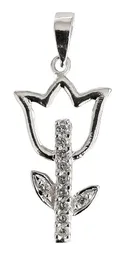 Dije Plata 925 Flor Tulipán con Zirconia Transparente - Imagen 2