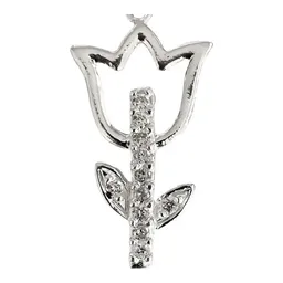 Dije Plata 925 Flor Tulipán con Zirconia Transparente - Imagen 3