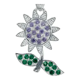 Dije Plata 925 Flor Zirconia Violeta para Collar - Imagen 2