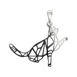 Dije Plata .925 Gato Calado Diseño Felino Estilizado - Imagen 1