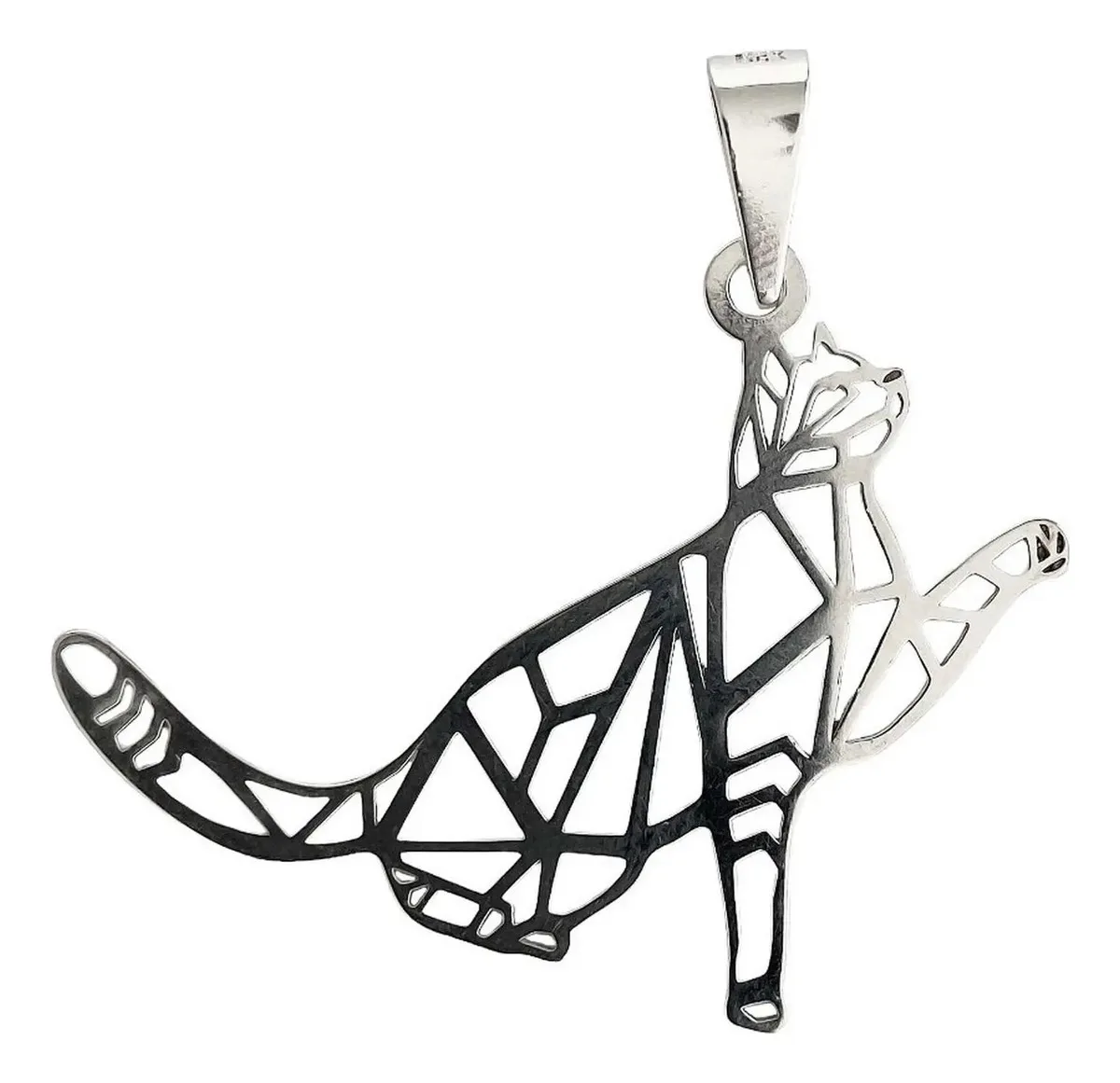 Dije de Plata .925 Gato Calado Diseño Felino Estilizado - Joyaris joyería fina mexicana
