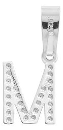 Dije Plata .925 Inicial Letra M con Zirconias - Imagen 2