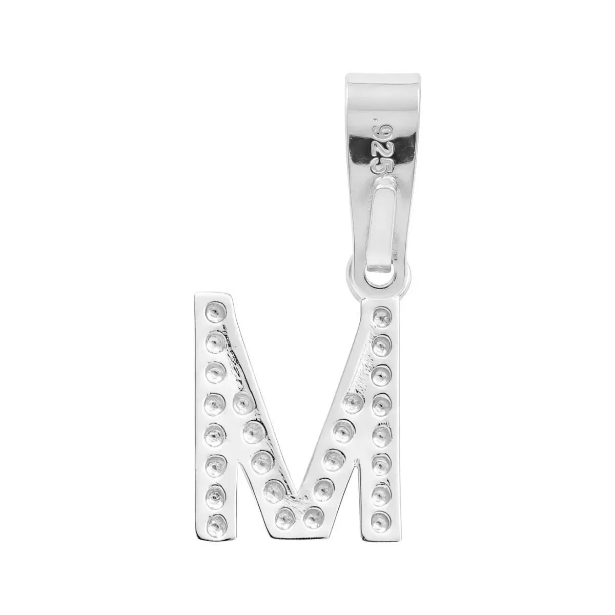 Dije Plata .925 Inicial Letra M con Zirconias - Imagen 2