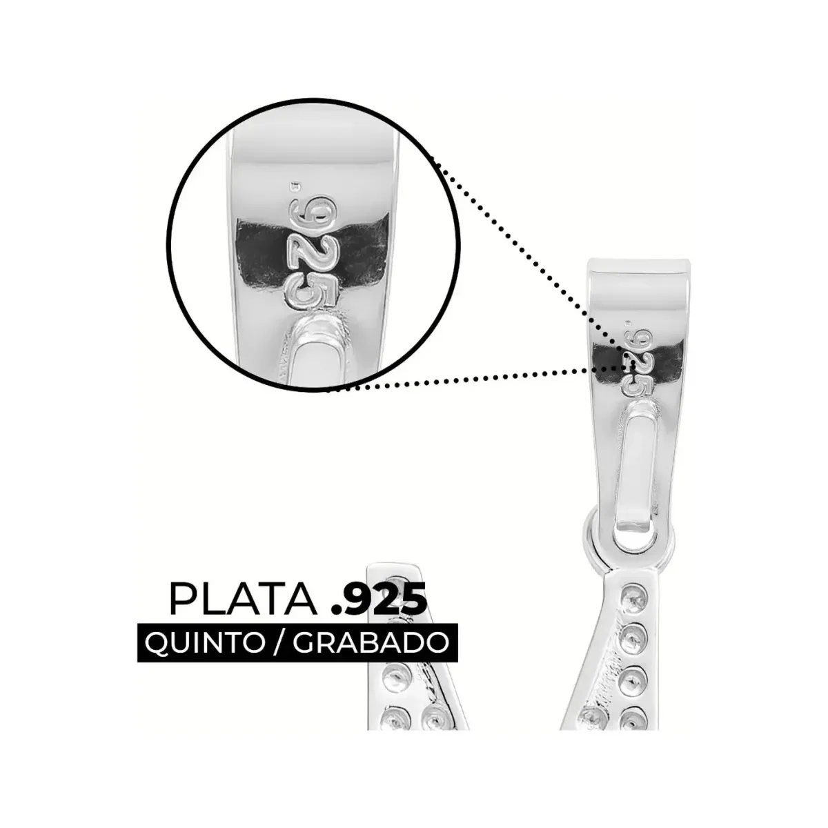 Dije Plata .925 Inicial Letra M con Zirconias - Imagen 3