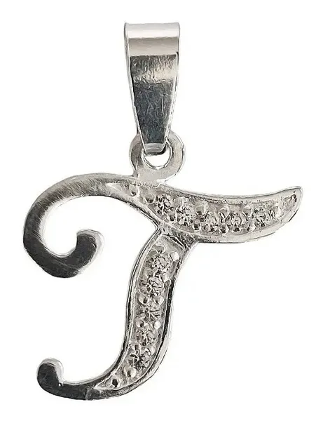 Dije Plata 925 Inicial Letra T con Zirconia - Imagen 1