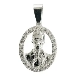 Dije Plata 925 Jesús Malverde con Zirconia Blanca - Imagen 1