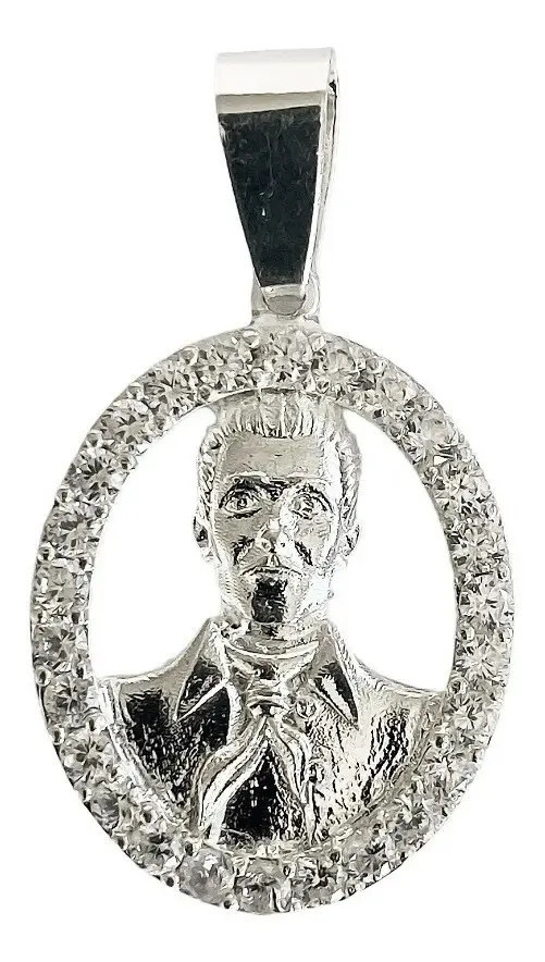 Dije Plata 925 Jesús Malverde con Zirconia Blanca - Joyaris joyería fina mexicana unisex