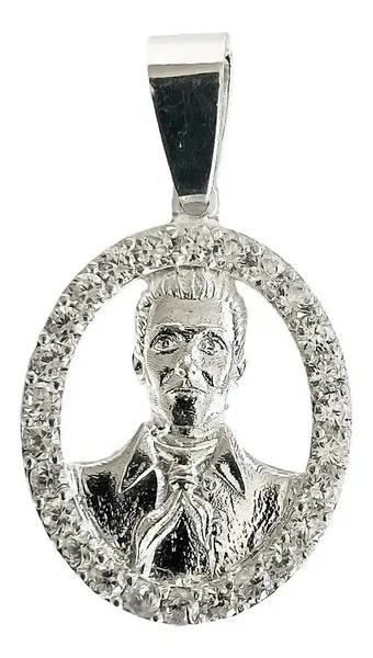 Dije Plata 925 Jesús Malverde con Zirconia Blanca - Imagen 1