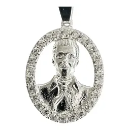 Dije Plata 925 Jesús Malverde con Zirconia Blanca - Imagen 2