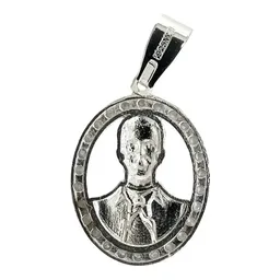 Dije Plata 925 Jesús Malverde con Zirconia Blanca - Imagen 3