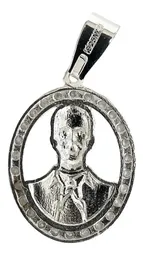 Dije Plata 925 Jesús Malverde con Zirconia Blanca - Imagen 3