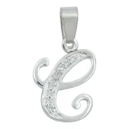 Dije Plata 925 Letra C con Zirconia Transparente - Imagen 1