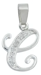 Dije Plata 925 Letra C con Zirconia Transparente - Imagen 1
