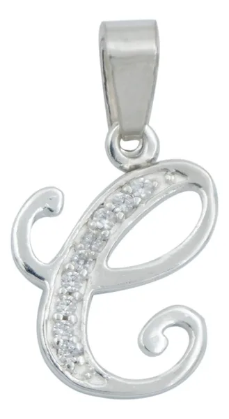 Dije Plata 925 Letra C con Zirconia Transparente - Imagen 1