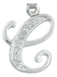 Dije Plata 925 Letra C con Zirconia Transparente - Imagen 2