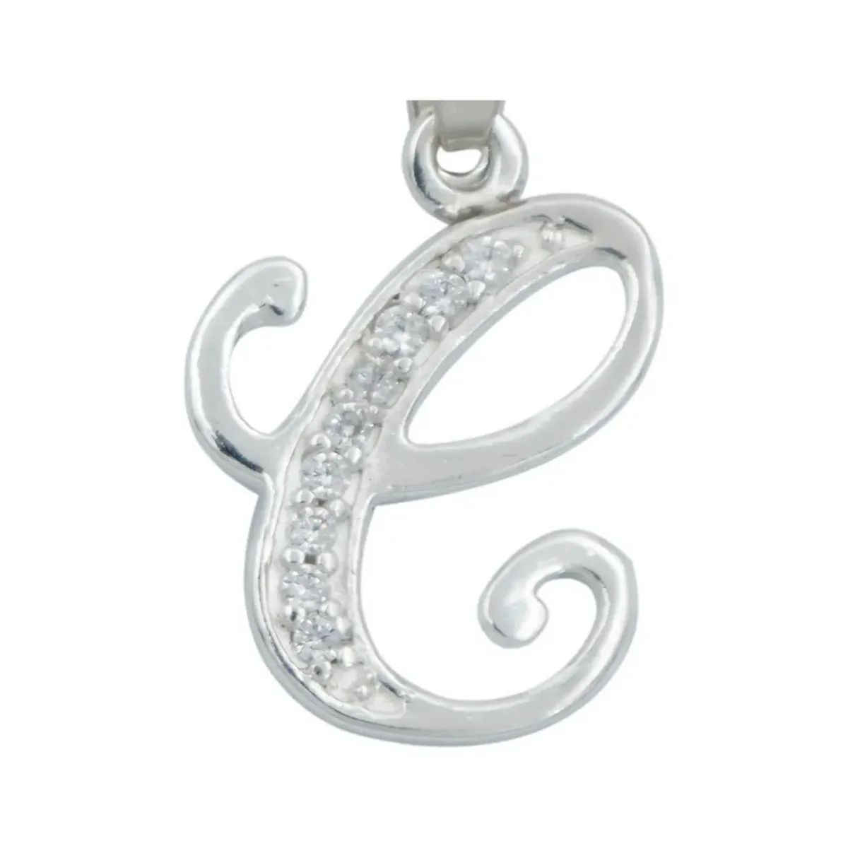 Dije Plata 925 Letra C con Zirconia Transparente - Imagen 2