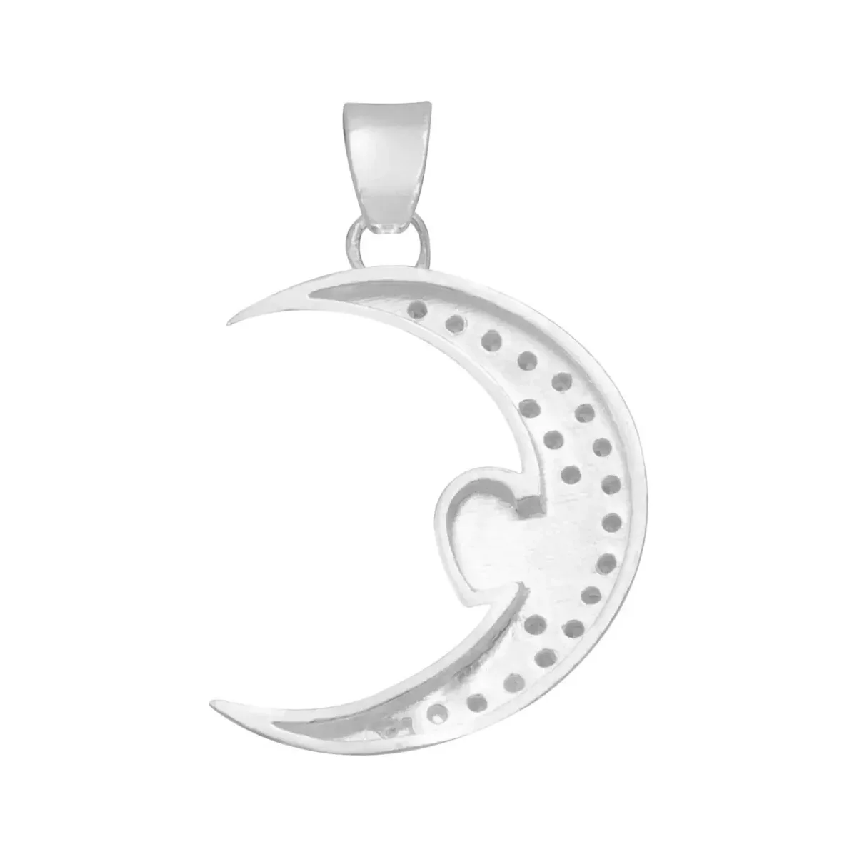 Dije Plata 925 Luna Corazón con Zirconia para Mujer - Imagen 2