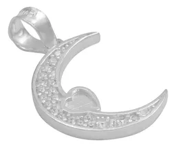 Dije Plata 925 Luna Corazón con Zirconia para Mujer - Imagen 3