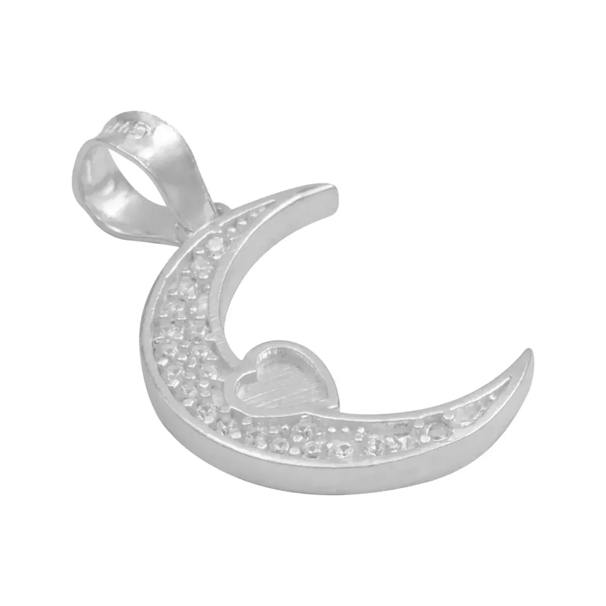 Dije Plata 925 Luna Corazón con Zirconia para Mujer - Imagen 3