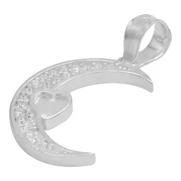 Dije Plata 925 Luna Corazón con Zirconia para Mujer - Imagen 4