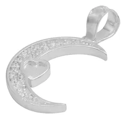Dije Plata 925 Luna Corazón con Zirconia para Mujer - Imagen 4