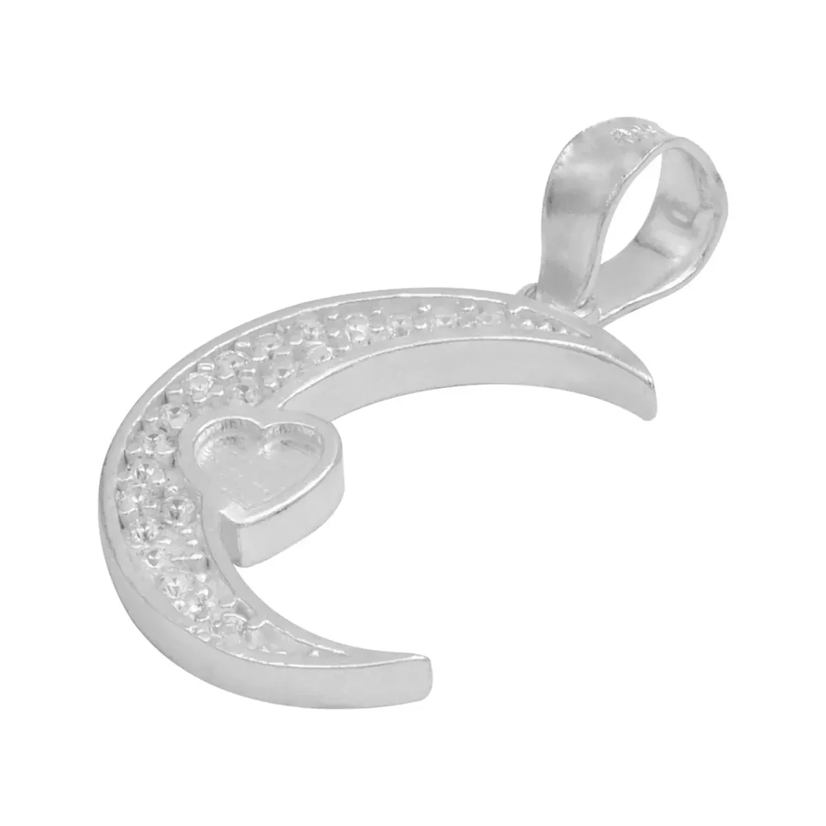 Dije Plata 925 Luna Corazón con Zirconia para Mujer - Imagen 4