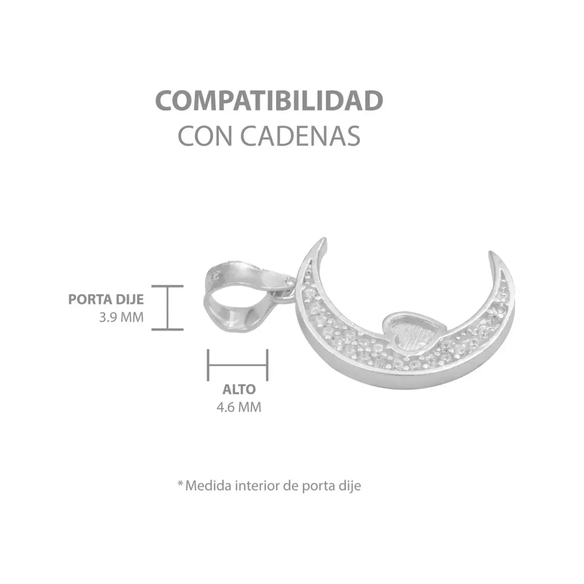 Dije Plata 925 Luna Corazón con Zirconia para Mujer - Imagen 6
