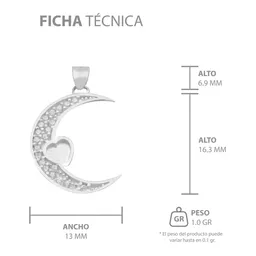 Dije Plata 925 Luna Corazón con Zirconia para Mujer - Imagen 7