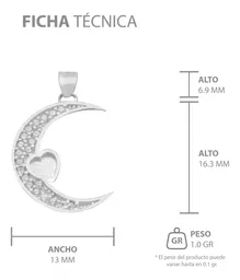 Dije Plata 925 Luna Corazón con Zirconia para Mujer - Imagen 7