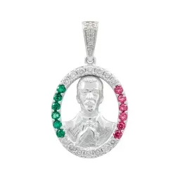Dije Plata 925 Malverde Tricolor con Zirconia - Imagen 1