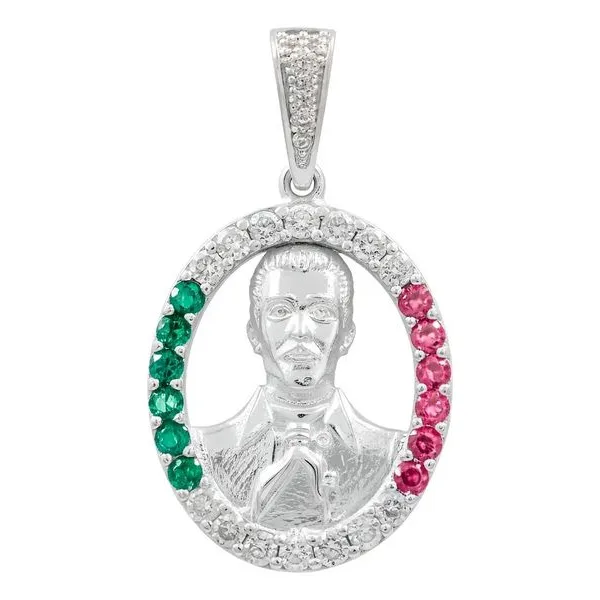 Dije Plata 925 Malverde Tricolor con Zirconia - Imagen 1