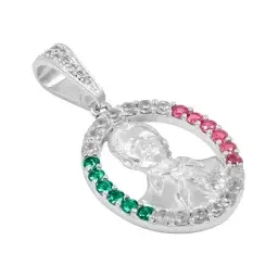 Dije Plata 925 Malverde Tricolor con Zirconia - Imagen 3