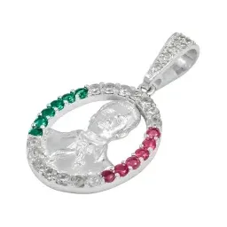 Dije Plata 925 Malverde Tricolor con Zirconia - Imagen 4
