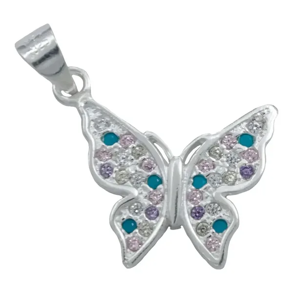 Dije Plata 925 Mariposa con Zirconias Colores - Imagen 1
