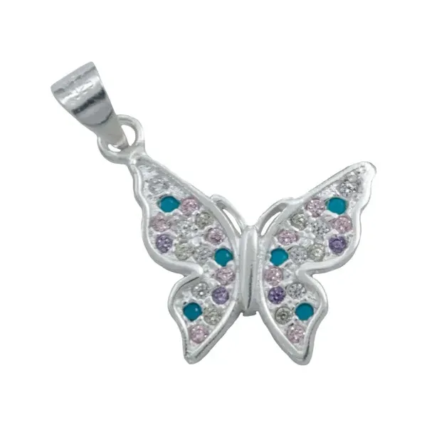 Dije Plata 925 Mariposa con Zirconias Colores - Imagen 1
