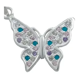 Dije Plata 925 Mariposa con Zirconias Colores - Imagen 2