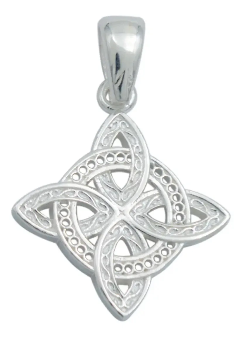 Dije Nudo Bruja Celta Plata .925 brillante, talismán de protección. Joyería Esotérica Plata con significado místico, 10mm.