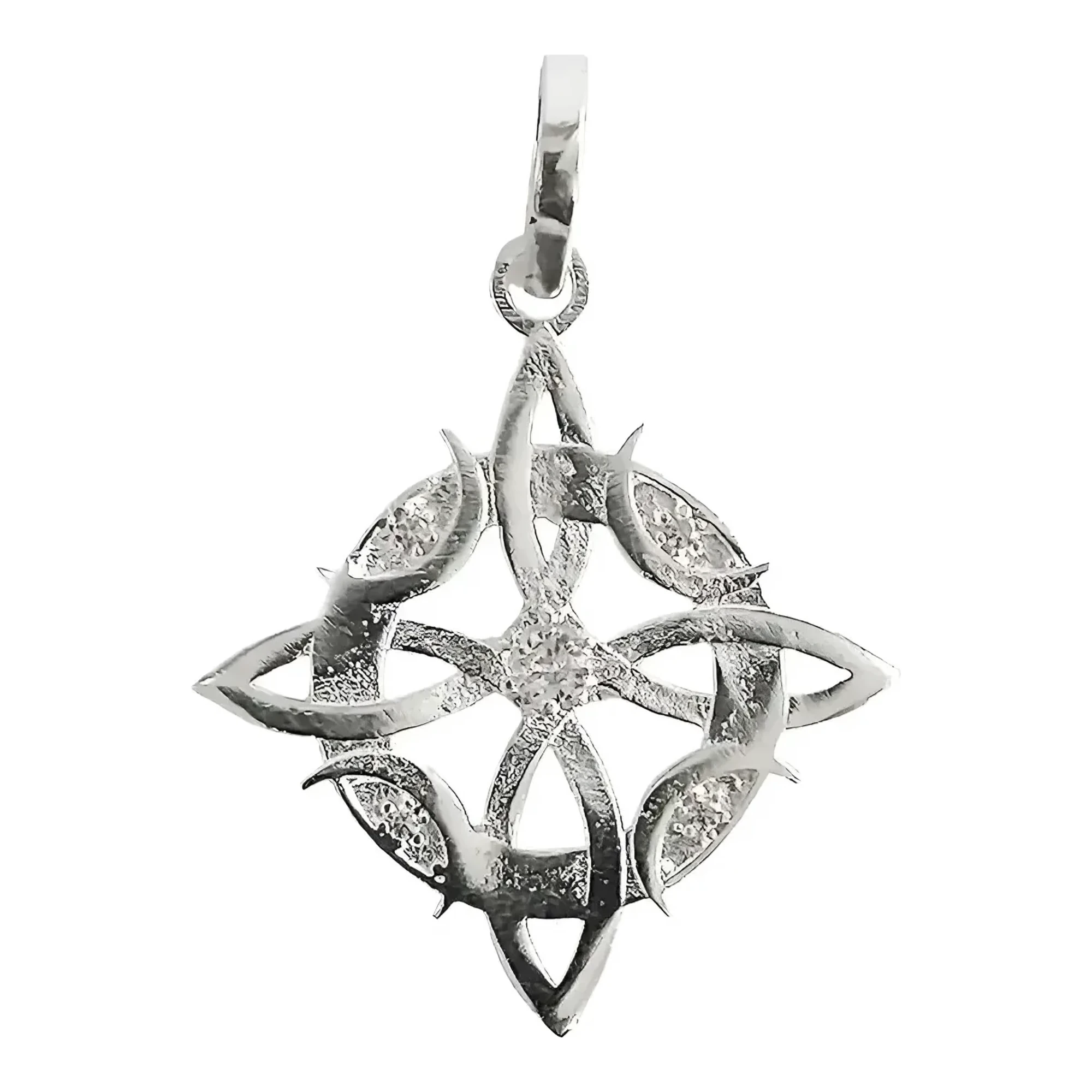 Dije nudo de bruja con lunas plata ley 925 mexicana acabado liso con zirconia incrustada amuleto wicca proteccion celta