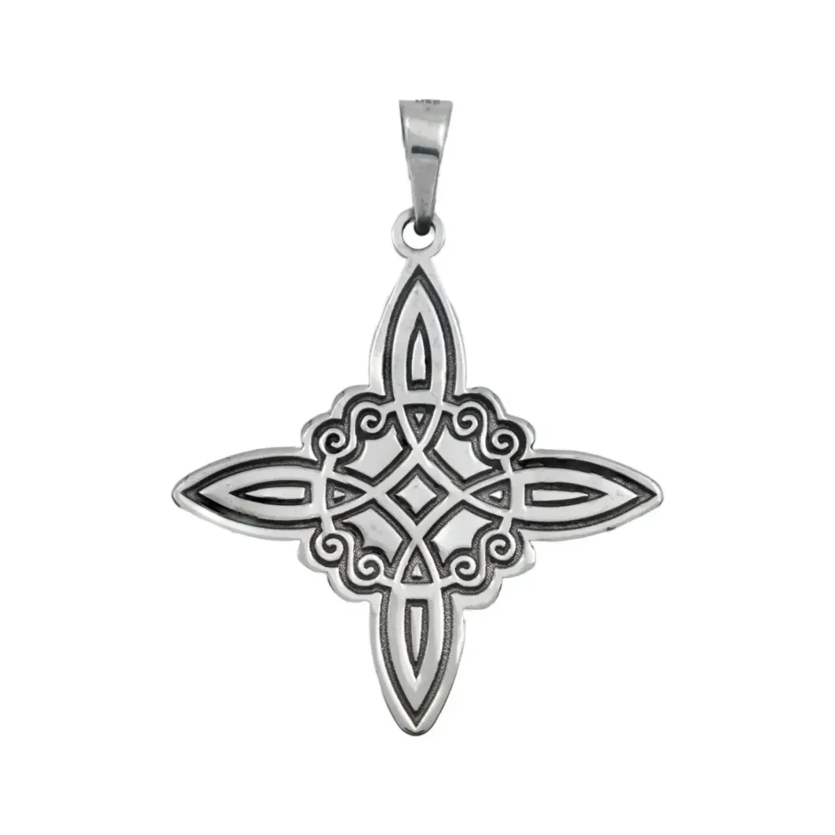 Dije Nudo Bruja Celta Plata .925 mexicana, amuleto de protección con diseño grabado láser. Joyería wicca con significado.