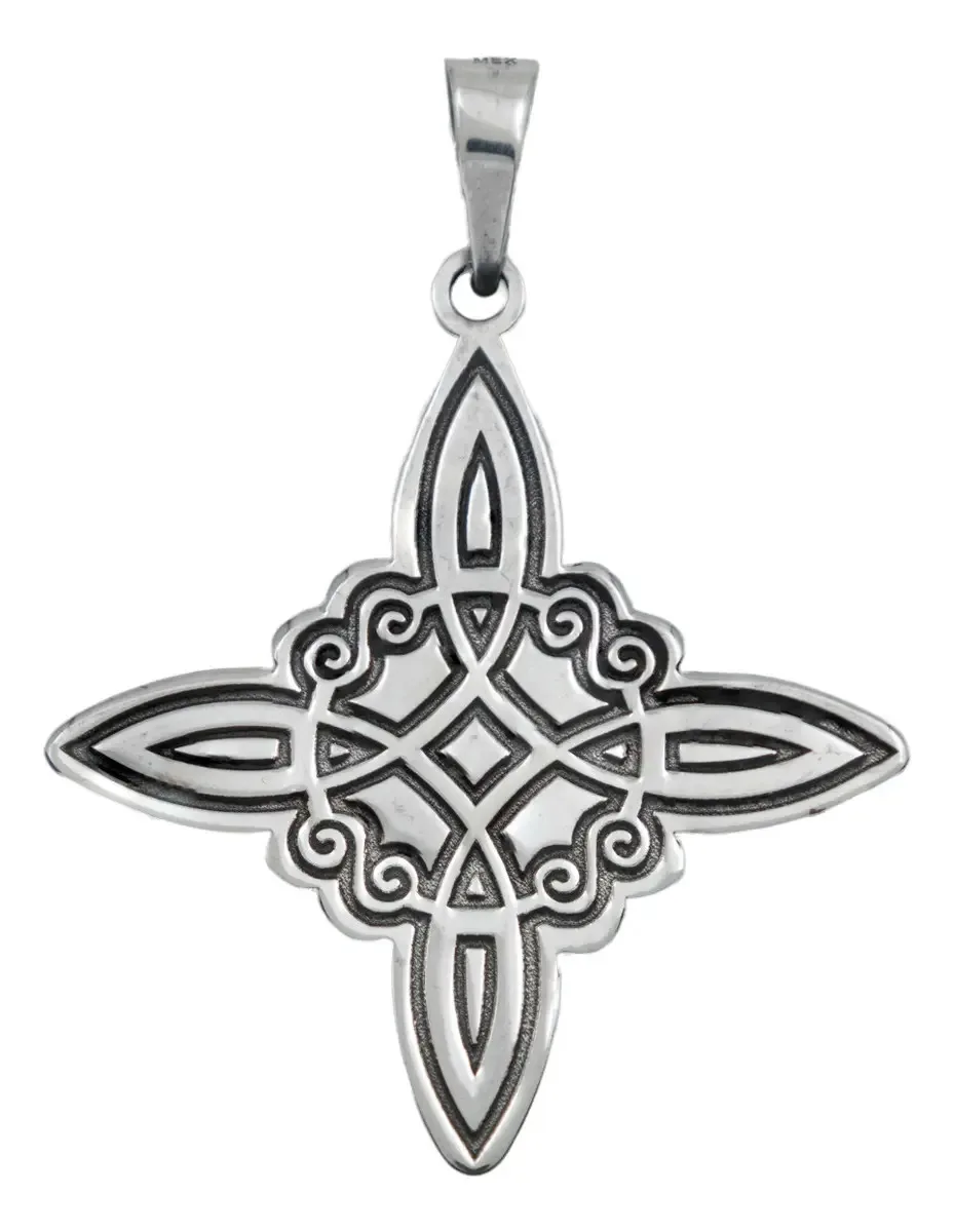 Dije Nudo Bruja Celta Plata .925 Nacional, amuleto de protección con diseño grabado láser. Joyería de plata .925 mexicana.