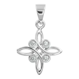 Dije Plata 925 Nudo Bruja Celta Zirconia Transparente - Imagen 1